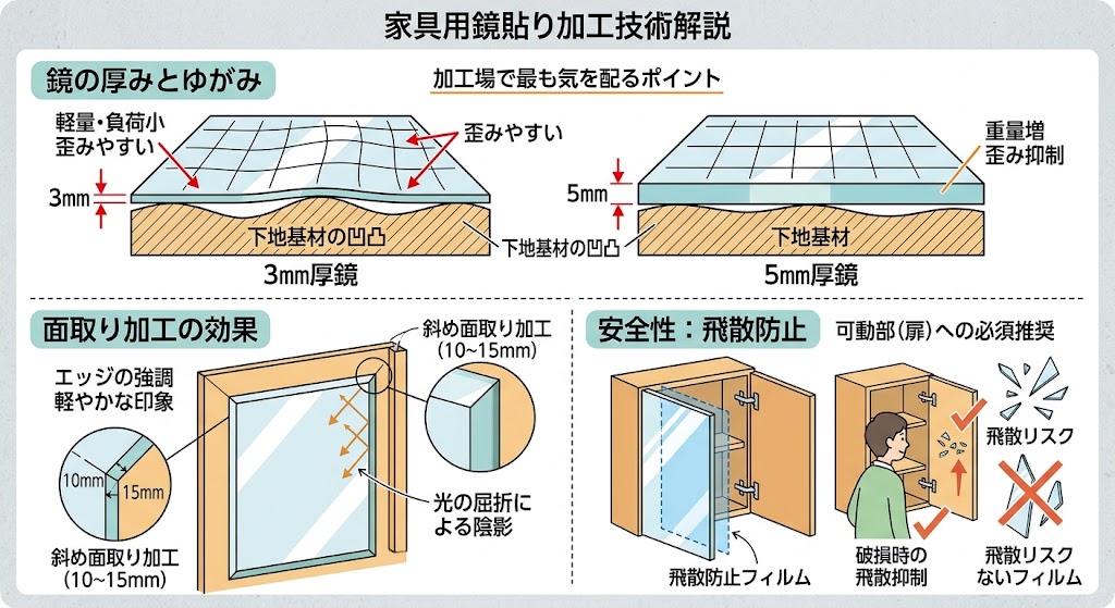ミラーと照明の施工例