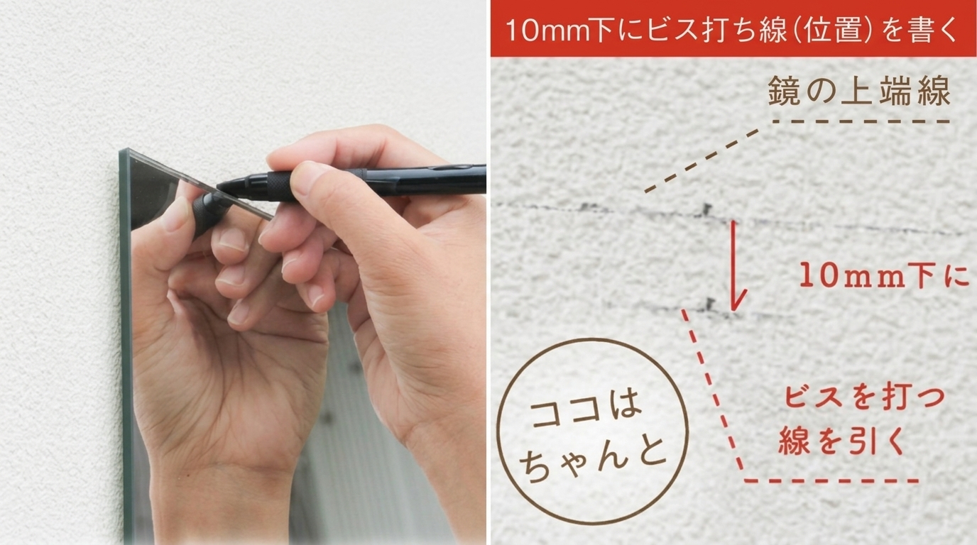 ミラーと照明の施工例